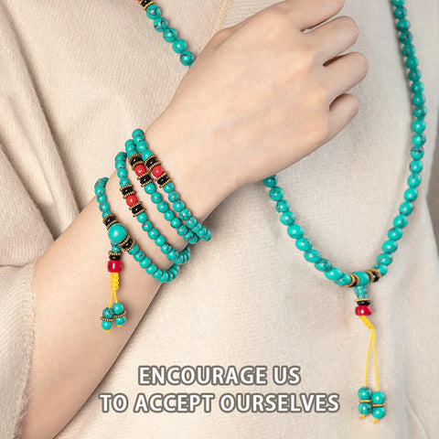 Pulsera Mala curativa de turquesa tibetana