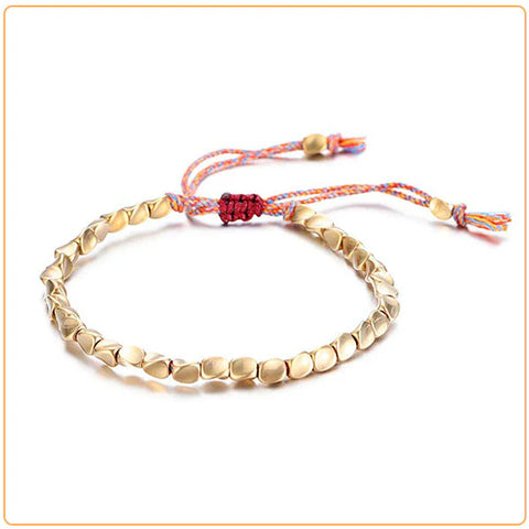 Pulsera de la suerte curativa con cuentas de cobre tibetanas 