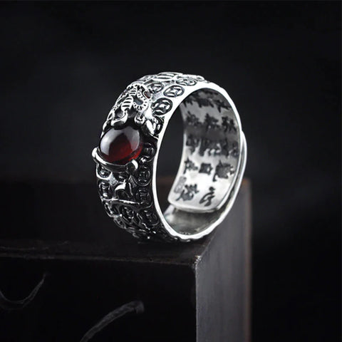 FengShui PiXiu Red Garnet Wealth Ring