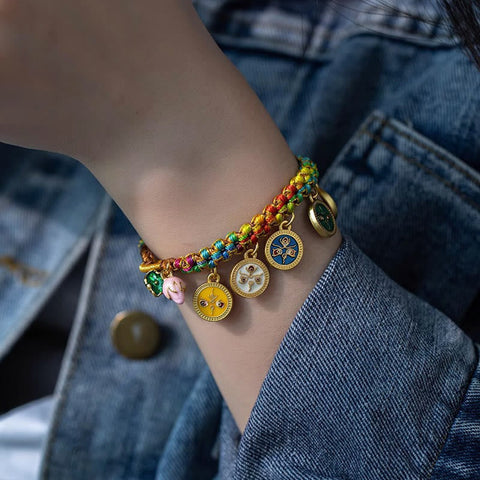 Tibetan Colorful Rope Five God Of Wealth Luck Braid Bracelet