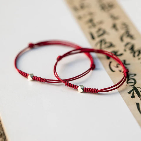 925 Sterling Silver Luck Bead Protection Red String Braided Bracelet