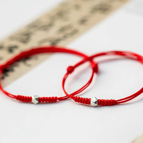 925 Sterling Silver Luck Bead Protection Red String Braided Bracelet