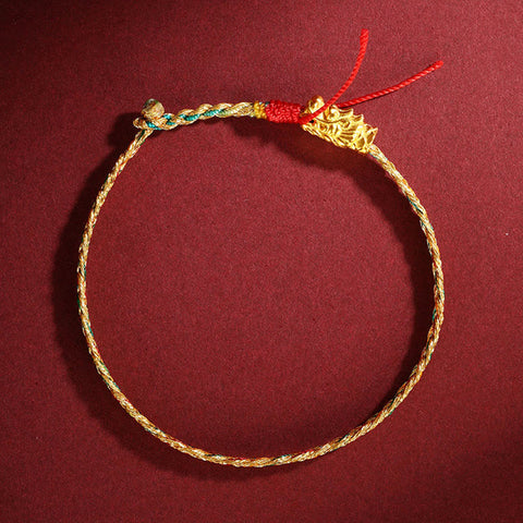 Año del Dragón Pulsera trenzada de éxito tallada con dragón colorido hecha a mano