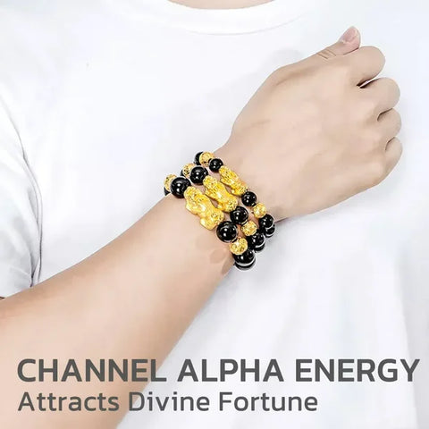 Pulsera de cuentas de piedra de obsidiana Feng Shui Pixiu, pulsera personalizada con dije Pi Xiu 