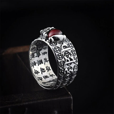 FengShui PiXiu Red Garnet Wealth Ring