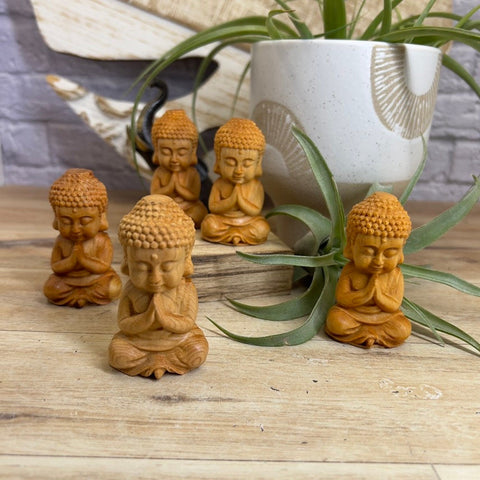 Handmade Sandlewood Buddha | Praying Wooden Buddha Figure | Seated Buddha | Devotion and Faith