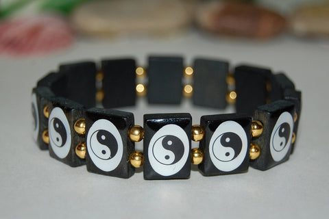 Yin Yang Bracelet,Wood Bracelet,Tai Chi Bracelet,Spirituality,Yin Yang,Good Luck Bracelet