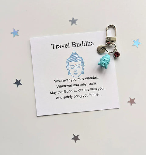 Travel Buddha keychain, good luck charm, buddha keyring, Lucky Buddha gift