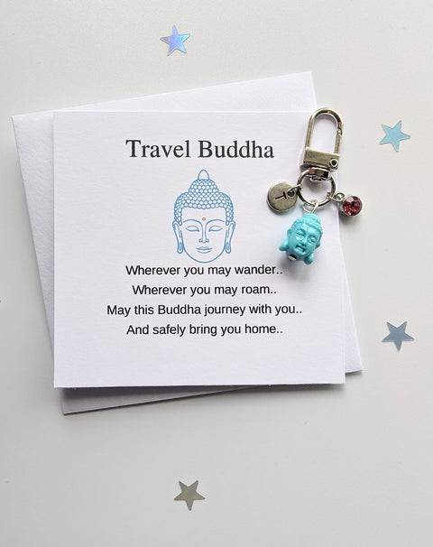 Travel Buddha keychain, good luck charm, buddha keyring, Lucky Buddha gift