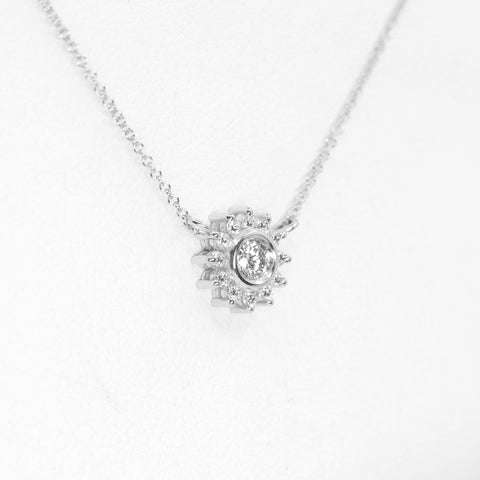 Sunflower Necklace 14k Solid Gold Necklace with Diamond Halo