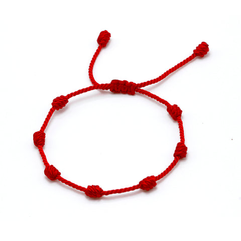 Pulsera Protección Roja Española 7 Nudos Familia Original Protección Genuina