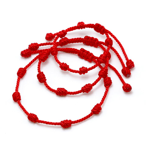 Pulsera Protección Roja Española 7 Nudos Familia Original Protección Genuina