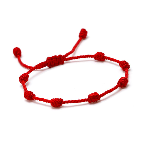 Pulsera Protección Roja Española 7 Nudos Familia Original Protección Genuina