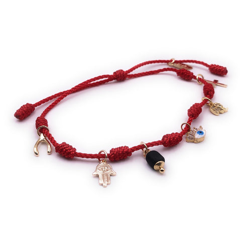 Poderosa Pulsera Roja de Siete Nudos, Amuletos de Protección, Pulsera de Buena Suerte y Prosperidad