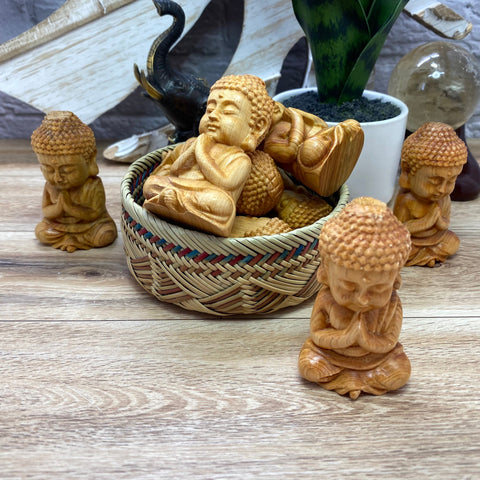 Handmade Sandlewood Buddha | Praying Wooden Buddha Figure | Seated Buddha | Devotion and Faith