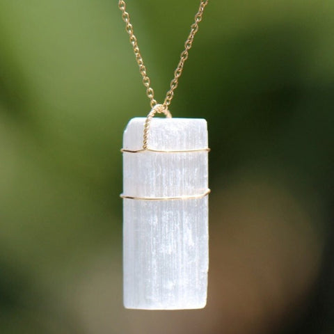 Selenite Crystal Necklace Healing Necklace