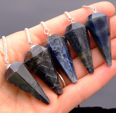 Blue Sapphire Pendulum Natural Gemstone Point Dowsing Scrying