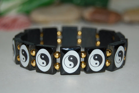 Yin Yang Bracelet,Wood Bracelet,Tai Chi Bracelet,Spirituality,Yin Yang,Good Luck Bracelet