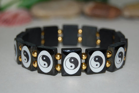 Yin Yang Bracelet,Wood Bracelet,Tai Chi Bracelet,Spirituality,Yin Yang,Good Luck Bracelet