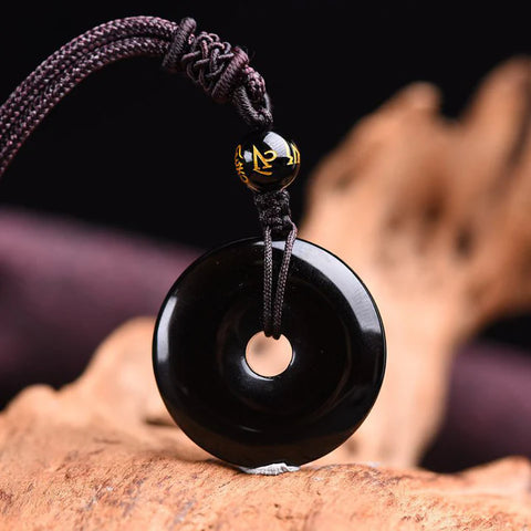 Tibetan Obsidian Protection Necklace