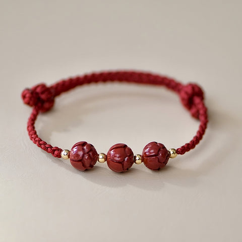 Jade with Cinnabar Red Bracelet, Good Fortune bracelet, Good Luck Blessing