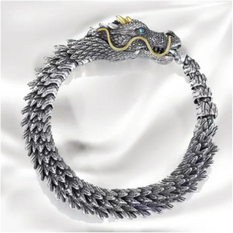 Handmade Snake Knot Bracelet, Dragon Bracelet, Viking Bracelet, Sterling Silver Dragon Bracelets