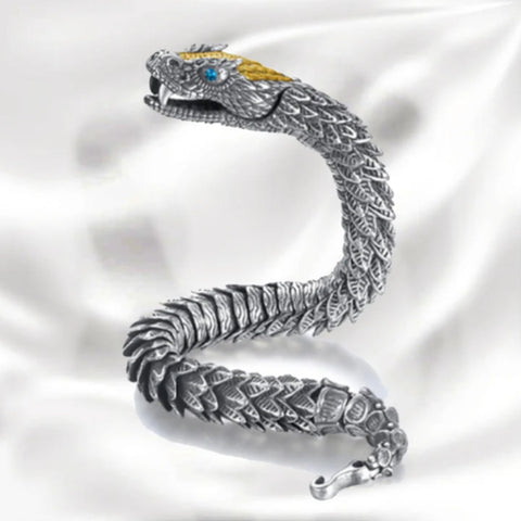 Pulsera de nudo de serpiente hecha a mano, pulsera de dragón, pulseras de dragón de plata de ley