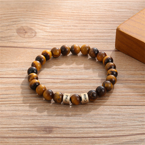 Tiger's Eye Stone Bracelets Bead Bracelet， Gift for Father Balance Protection Gift for Him