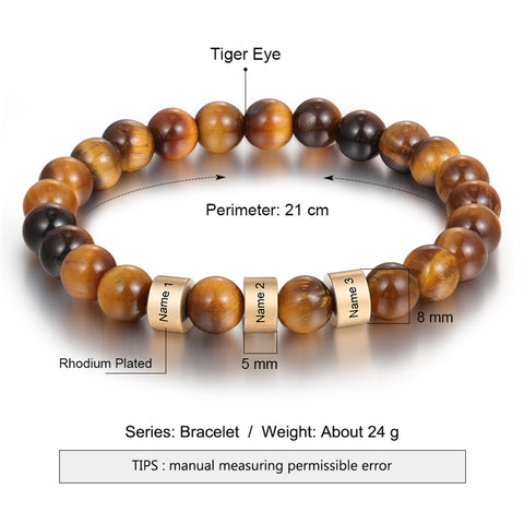 Tiger's Eye Stone Bracelets Bead Bracelet， Gift for Father Balance Protection Gift for Him