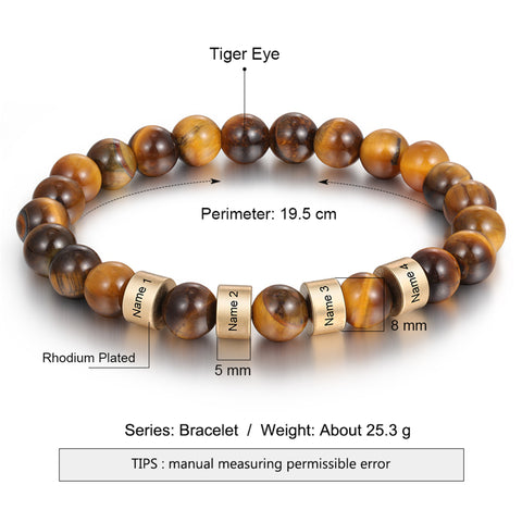 Tiger's Eye Stone Bracelets Bead Bracelet， Gift for Father Balance Protection Gift for Him