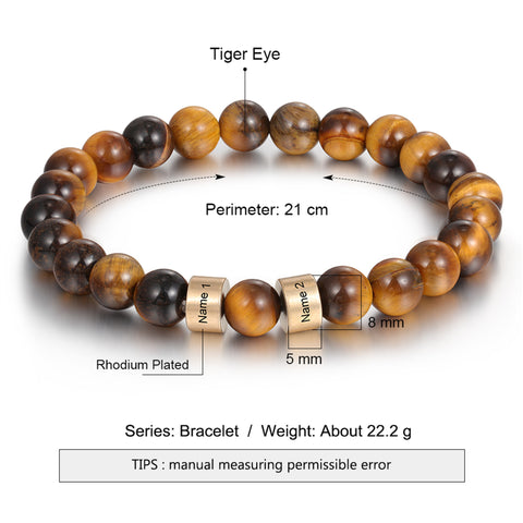 Tiger's Eye Stone Bracelets Bead Bracelet， Gift for Father Balance Protection Gift for Him