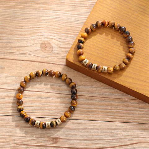 Tiger's Eye Stone Bracelets Bead Bracelet， Gift for Father Balance Protection Gift for Him