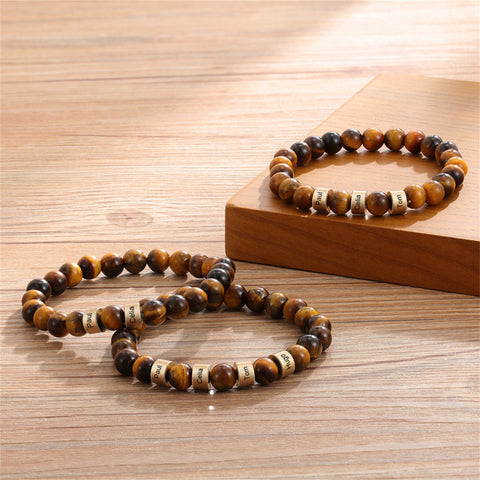 Tiger's Eye Stone Bracelets Bead Bracelet， Gift for Father Balance Protection Gift for Him