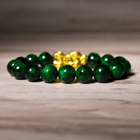 Green Jade Bracelet - Green Gemstone Pixiu Bracelet