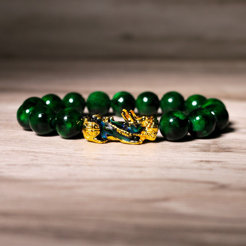 Green Jade Bracelet - Green Gemstone Pixiu Bracelet