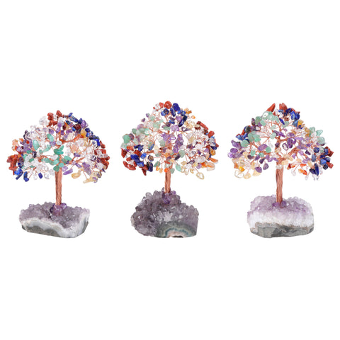 Handmade Crystal Tree Rose Quartz Tree Of Life with Amethyst Base