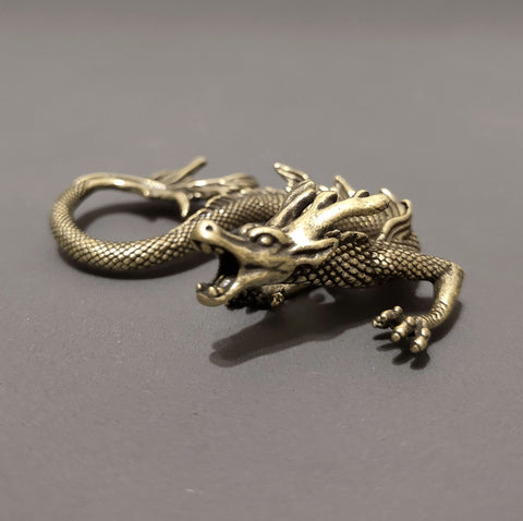 Brass dragon tea pet sculpture study living room office handicraft