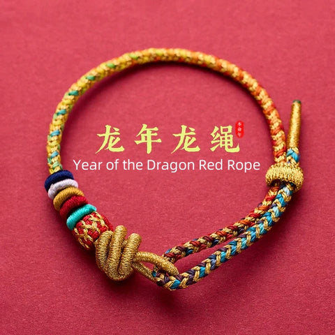 Pulsera hecha a mano con nudo de la suerte del dragón para la prosperidad y la protección