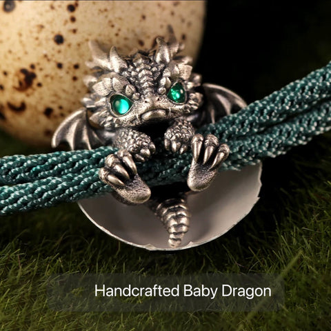 Handcrafted Sterling Silver Dragon Bracelet,Dragon Baby,Adjustable String Buckles