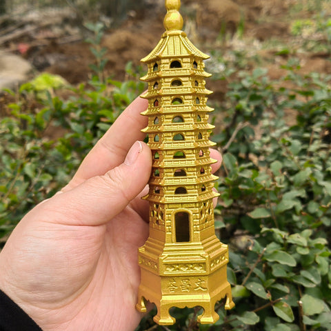 Brass Wen Chang Tower: Feng Shui Ornament for Office and Academic Success