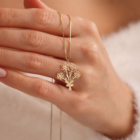 Collar de flores de nacimiento múltiple, collar de ramo de flores de nacimiento, regalos del Día de las Madres 