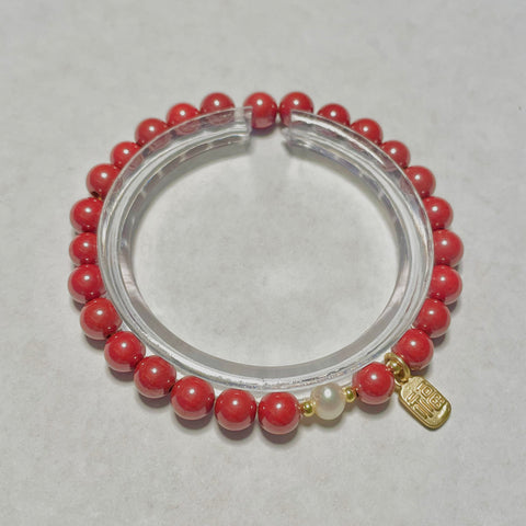 Jade with Cinnabar Red Bracelet, Good Fortune bracelet, Good Luck Blessing