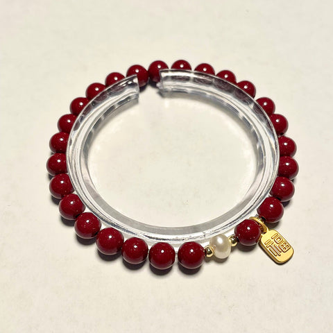 Jade with Cinnabar Red Bracelet, Good Fortune bracelet, Good Luck Blessing