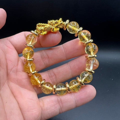 Natural Citrine Bead Lucky Gemstone Bracelet