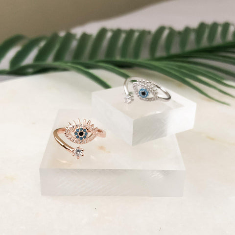 Resizeable Evil Eye Protection Rosegold Ring