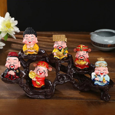 Resin God of Wealth Mascot Ornaments Home/Room/Car Decoration Feng Shui Fortune God Statue Office Accessories Crafts