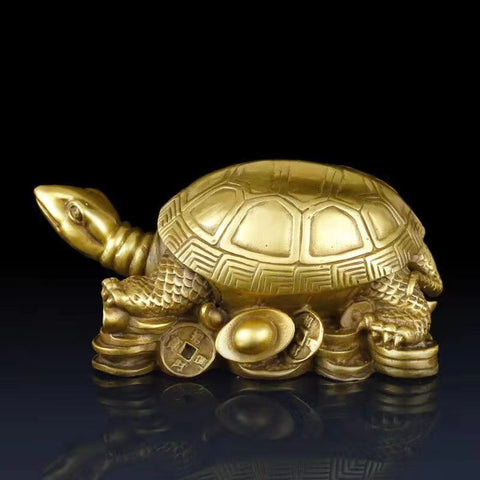 Pure Copper Wealth-Attracting Money Turtle: Feng Shui Ornament for Home and Office Prosperity