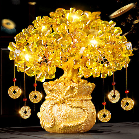 Citrine Wealth Tree: Home Feng Shui Money Tree, Prosperity Decor Ornament