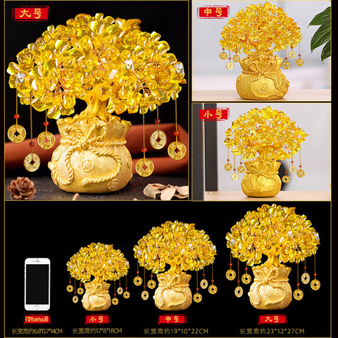 Citrine Wealth Tree: Home Feng Shui Money Tree, Prosperity Decor Ornament