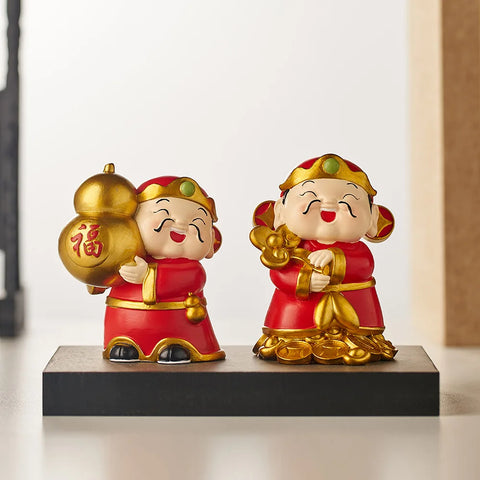 Resin God of Wealth Trinket Creative Car Ornaments Good Luck Home Accessories Figurines Desktop Decoration Gifts